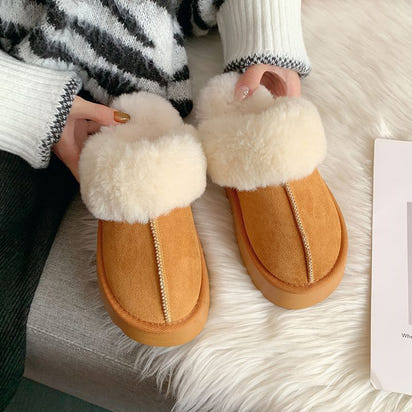 Fluffy Slippers/Snow Boots Fur Integrated Women's Half Slippers Cotton Shoes