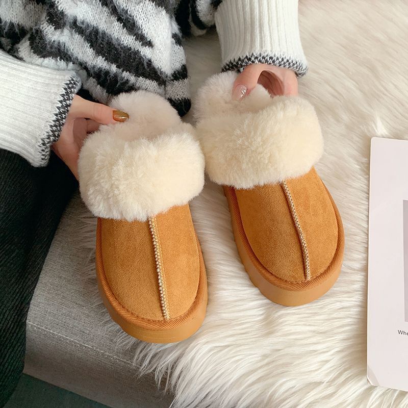 Fluffy Slippers/Snow Boots Fur Integrated Women's Half Slippers Cotton Shoes