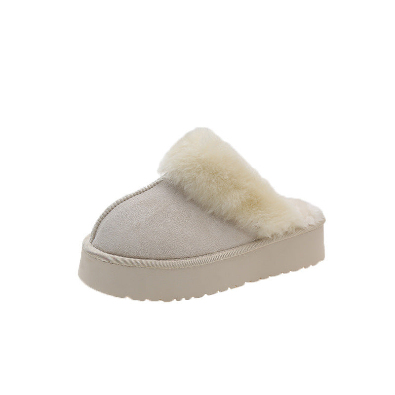Fluffy Slippers/Snow Boots Fur Integrated Women's Half Slippers Cotton Shoes