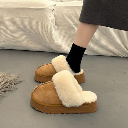Fluffy Slippers/Snow Boots Fur Integrated Women's Half Slippers Cotton Shoes