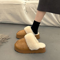 Fluffy Slippers/Snow Boots Fur Integrated Women's Half Slippers Cotton Shoes