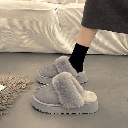 Fluffy Slippers/Snow Boots Fur Integrated Women's Half Slippers Cotton Shoes